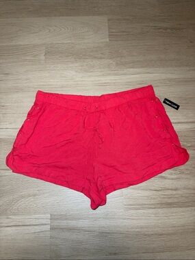 Plus Size Red Corset Drawstring Shorts